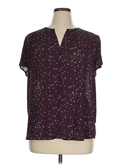 Pre-owned Fun2fun Short Sleeve Blouse In Burgundy
