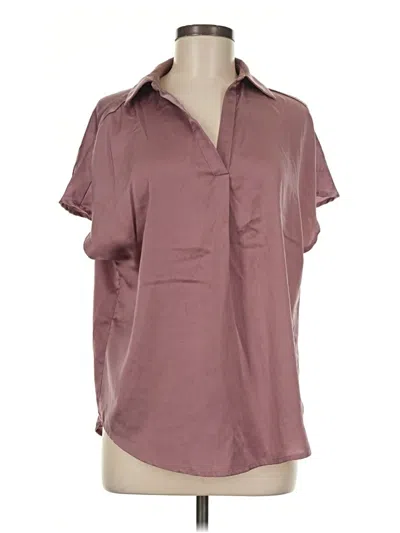 Pre-owned Fun2fun Short Sleeve Blouse In Burgundy