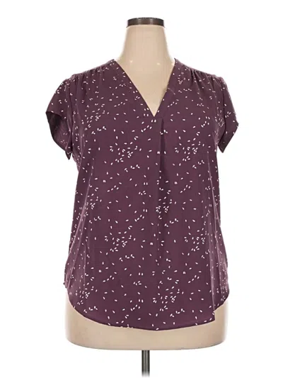 Pre-owned Fun2fun Short Sleeve Blouse In Burgundy