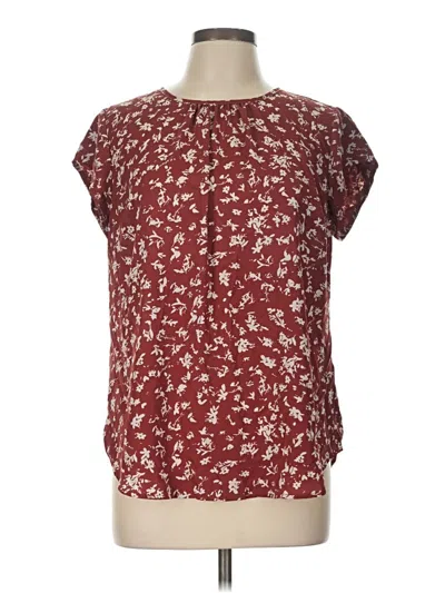 Pre-owned Fun2fun Short Sleeve Blouse In Burgundy