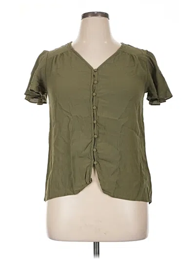 Pre-owned Fun2fun Short Sleeve Blouse In Green