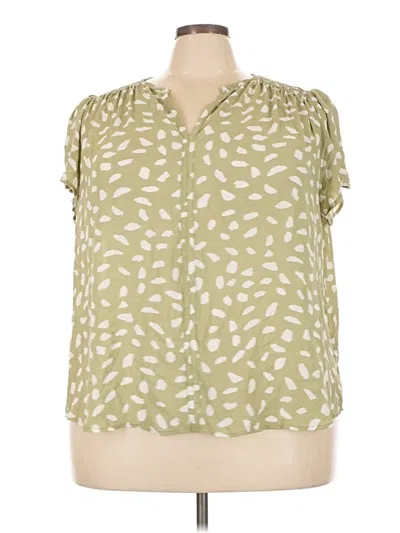 Pre-owned Fun2fun Short Sleeve Blouse In Green