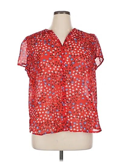 Pre-owned Fun2fun Short Sleeve Blouse In Red