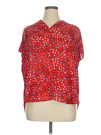 Pre-owned Fun2fun Short Sleeve Blouse In Red