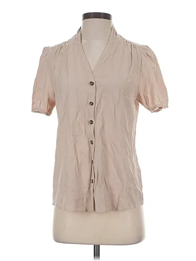 Pre-owned Fun2fun Short Sleeve Blouse In Tan