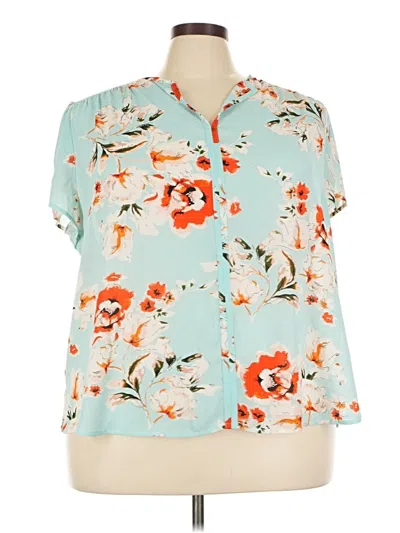 Pre-owned Fun2fun Short Sleeve Blouse In Teal