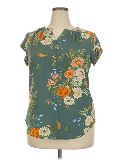 Pre-owned Fun2fun Short Sleeve Blouse In Teal