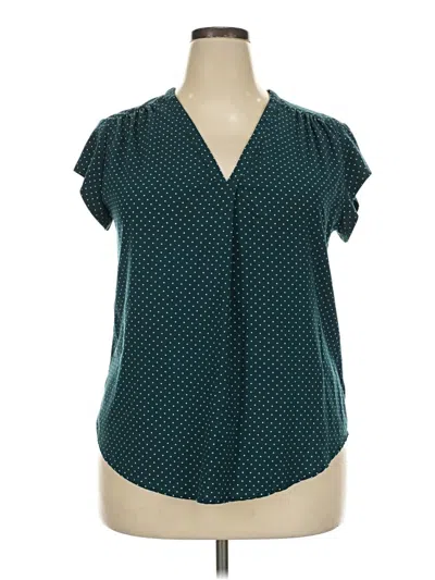Pre-owned Fun2fun Short Sleeve Blouse In Teal