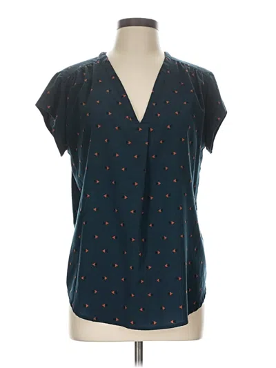 Pre-owned Fun2fun Short Sleeve Blouse In Teal