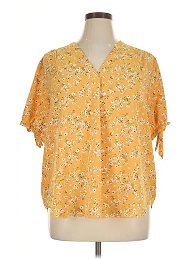 Pre-owned Fun2fun Short Sleeve Blouse In Yellow