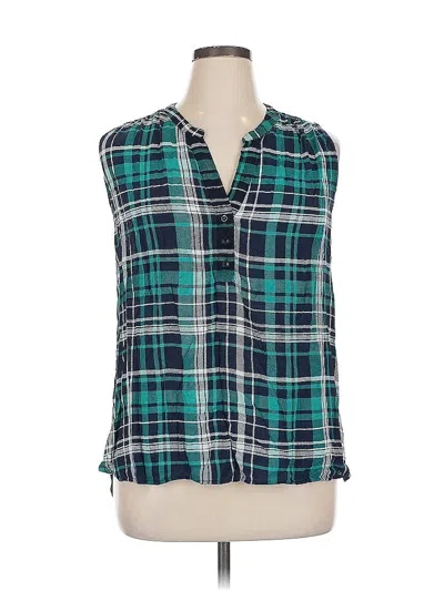 Pre-owned Fun2fun Sleeveless Button Down Shirt In Green