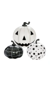 Funboy Black & White Pack Of 3 Light Up Inflatable Pumpkin In Black & White