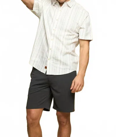 Fundamental Coast Bondi Linen Stripe Short Sleeve Top In Mustache In White