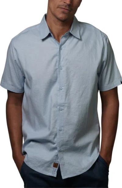 Fundamental Coast Bondi Short Sleeve Linen Blend Button-up Shirt In Blue