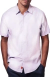 Fundamental Coast Bondi Short Sleeve Linen Blend Button-up Shirt In Taro