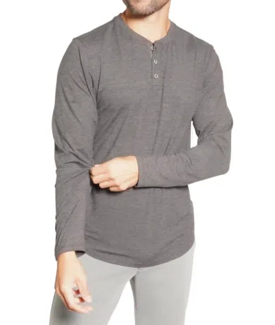 Fundamental Coast Seaside Long Sleeve Henley Top In Jet Black In Gray