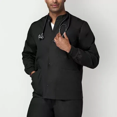 Fundamentals By White Swan 14780 3-pocket Warm-up Unisex Adult Scrub Jackets In Black