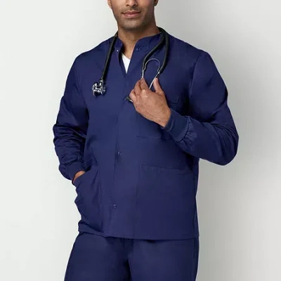 Fundamentals By White Swan 14780 3-pocket Warm-up Unisex Adult Scrub Jackets In Blue