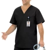Fundamentals By White Swan 14900 1-pocket Unisex Adult V Neck Short Sleeve Scrub Top In Black
