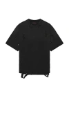 Funeral Apparel Washed Distressed Crop T-shirt In 黑色