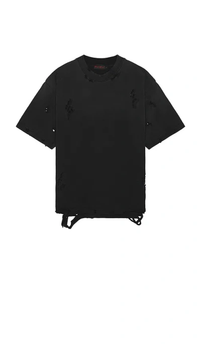 Funeral Apparel Washed Distressed Crop T-shirt In 黑色