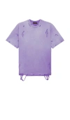 Funeral Apparel Washed Distressed Crop T-shirt In Purple