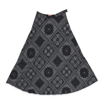 Fung Lan And Co. Black Bandana Pleated Skirt In Gray