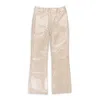 Fung Lan And Co. Gingham Bootcut Tan Trousers In Brown