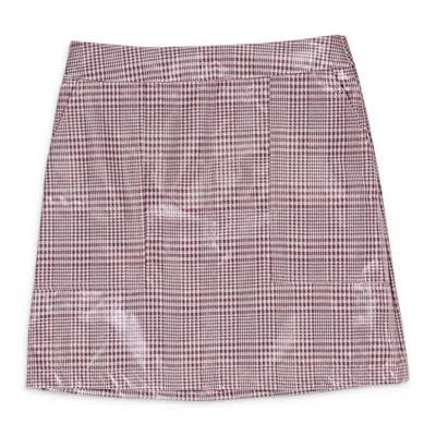 Fung Lan And Co. Gingham Burgundy Mini Skirt In Pink
