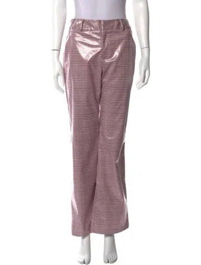 Pre-owned Fung Lan And Co. Plaid Print Wide Leg Pants In Pink
