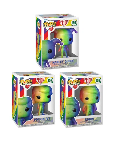 Funko Pop Heroes Dc Pride Collectors Set Rainbow Glitter 3 Figure Set Harley Quinn Poison Ivy Robin In Multi