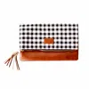 Funky Monkey Fold Over Buffalo Check Clutch In Black/white/brown In Multi