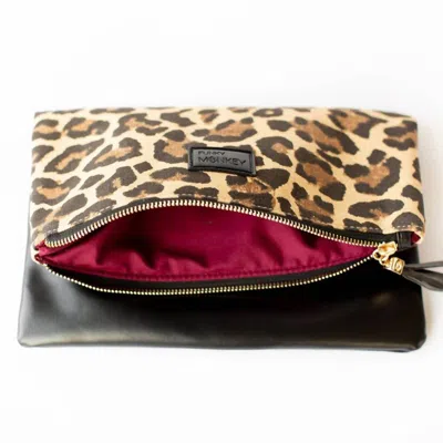Funky Monkey Fold-over Clutch With Lining In Leopard In Multi