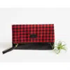 Funky Monkey Women's Buffalo Check Foldover Clutch In Black/red In Multi