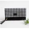 Funky Monkey Women's Buffalo Check Foldover Clutch In Black/white In Multi