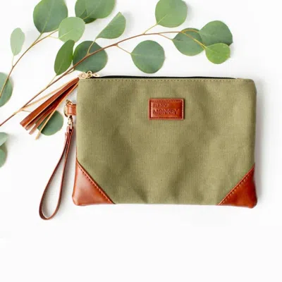 Funky Monkey Women's Check Lined Wristlet In Army Green