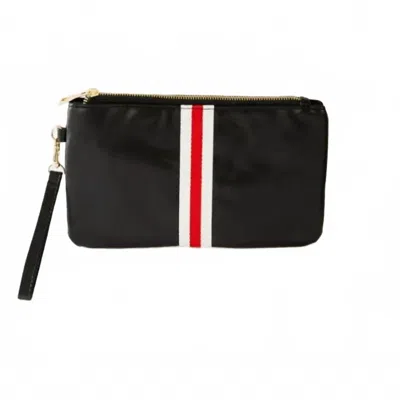 Funky Monkey Women's Stripe Faux Leather Clutch Wristlet In Black, Red & White