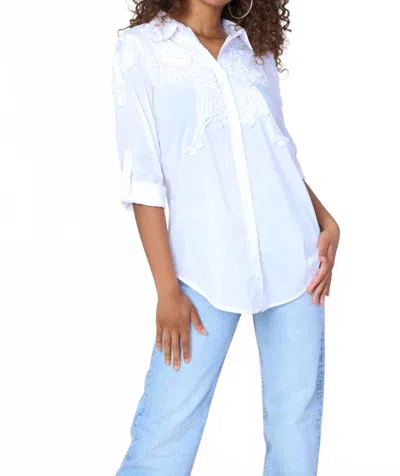 Funsport Frills Embroidered Blouse In White