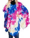 Funteze Tie Dye Fringe Poncho In Multicolor In Multi