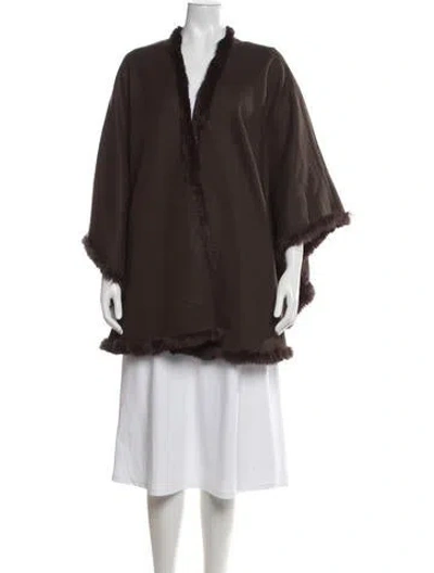 Pre-owned Fur Acrylic Shawl In Brown