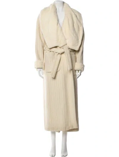 Pre-owned Fur Alpaca Trench Coat In Neutral