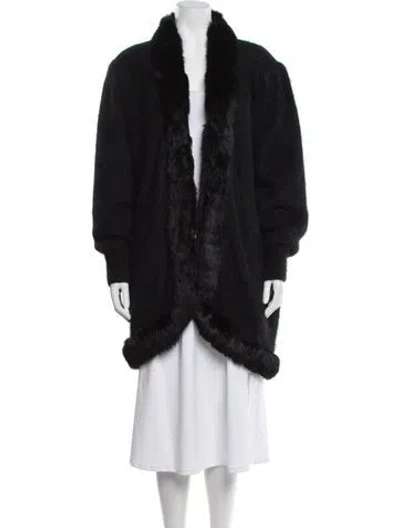 Pre-owned Fur Angora Faux  Jacket In Black