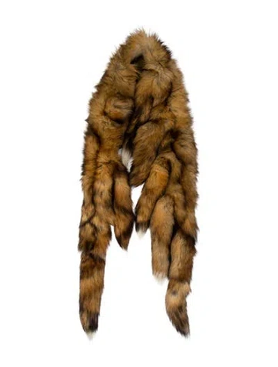 Pre-owned Fur Animal Print Dickey In Brown