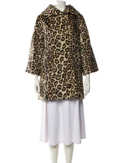 Pre-owned Fur Animal Print Faux  Coat In Multi