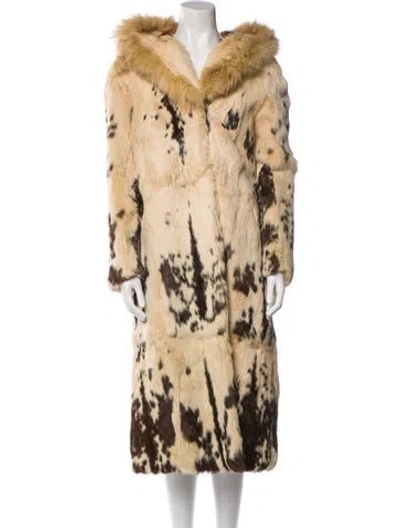 Pre-owned Fur Animal Print Faux  Coat In Neutral