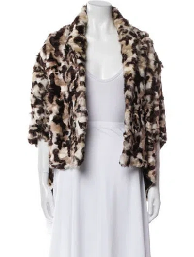 Pre-owned Fur Animal Print Faux  Jacket In Brown