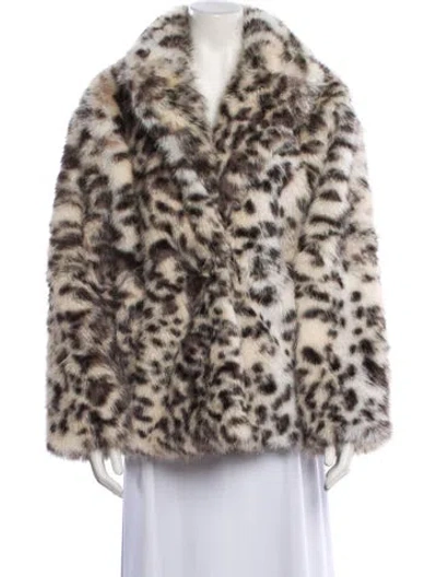 Pre-owned Fur Animal Print Faux  Jacket In Neutral