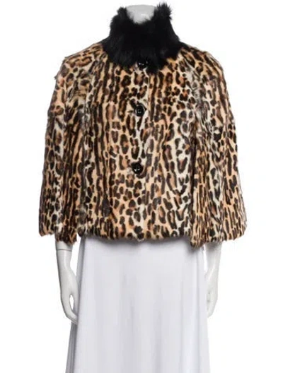 Pre-owned Fur Animal Print Faux  Vest In Neutral