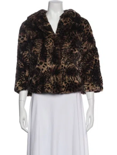 Pre-owned Fur Animal Print  Coat In Brown