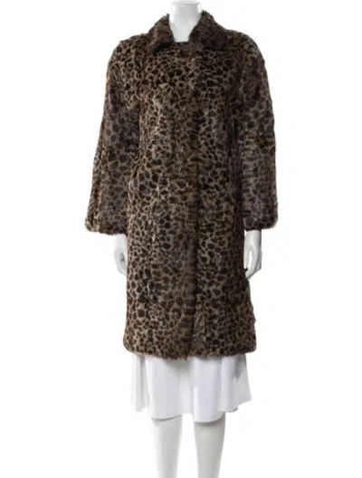 Pre-owned Fur Animal Print  Coat In Brown